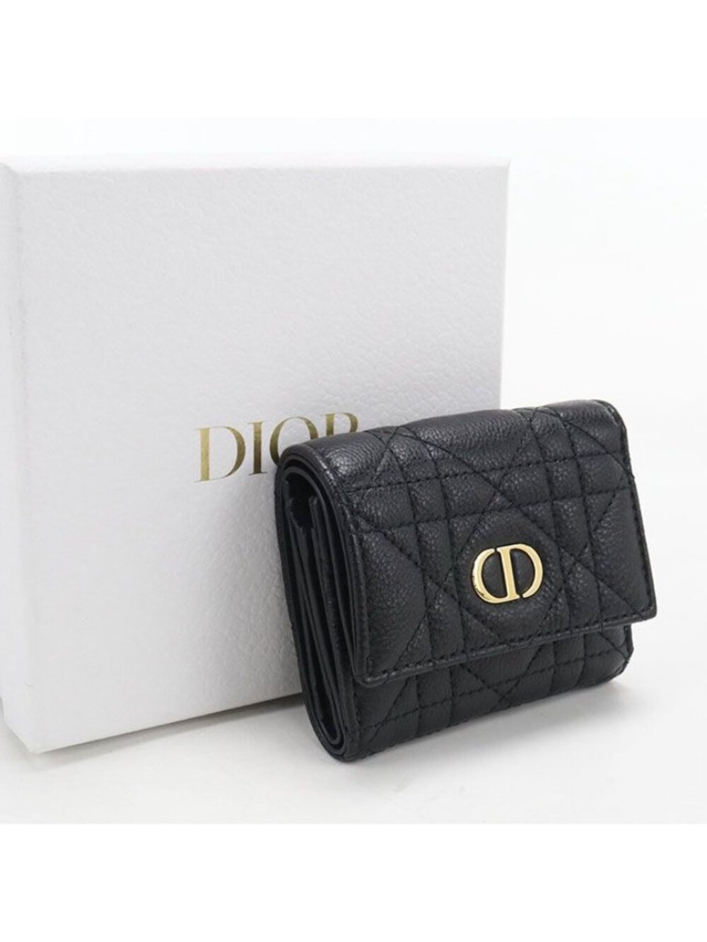 Dior Hibiscus Wallet Caro Trifold Calfskin
